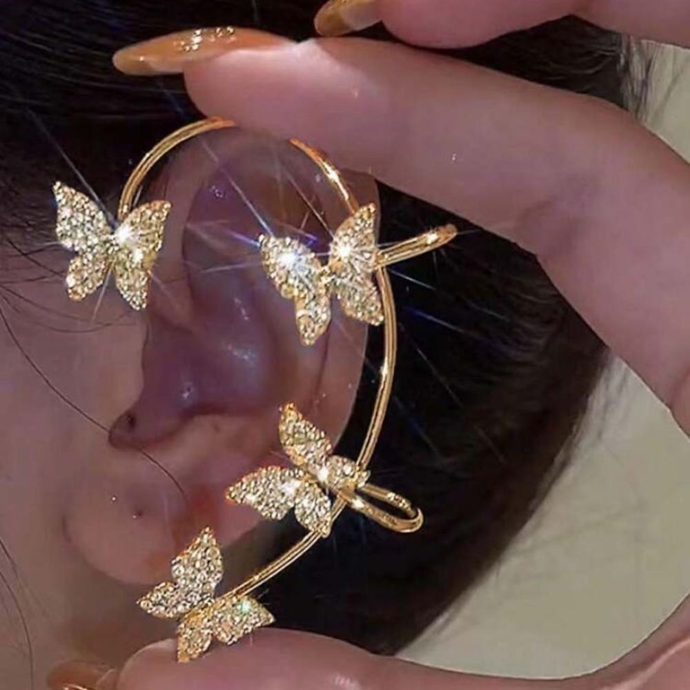 3for$20 1pc Elegant Fashion Gold Butterfly Rhinestone Ear Cuff Jewelry